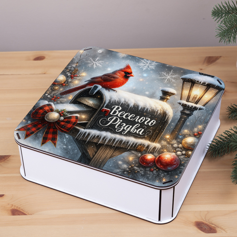 Коробка квадратная 27см "веселого рождества"